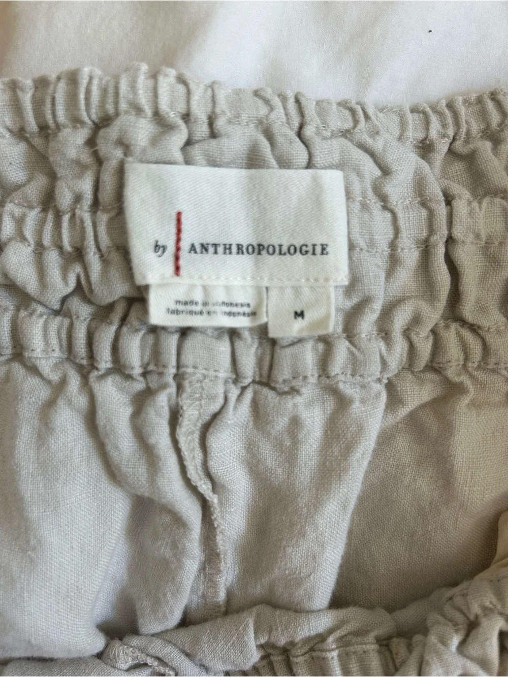 Anthropologie Beige Wide-Leg Elastic Waist Chinos